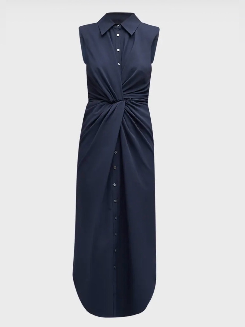 Cinq à Sept Catalina Shirtdress Navy Twist Front Sleeveless Midi Dress Size 2 - Picture 14 of 16